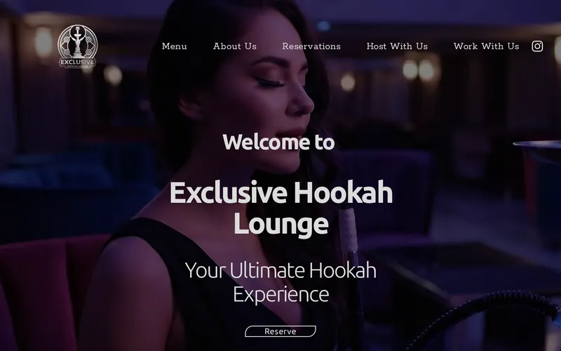 Exclusive Hookah Lounge homepage on desktop